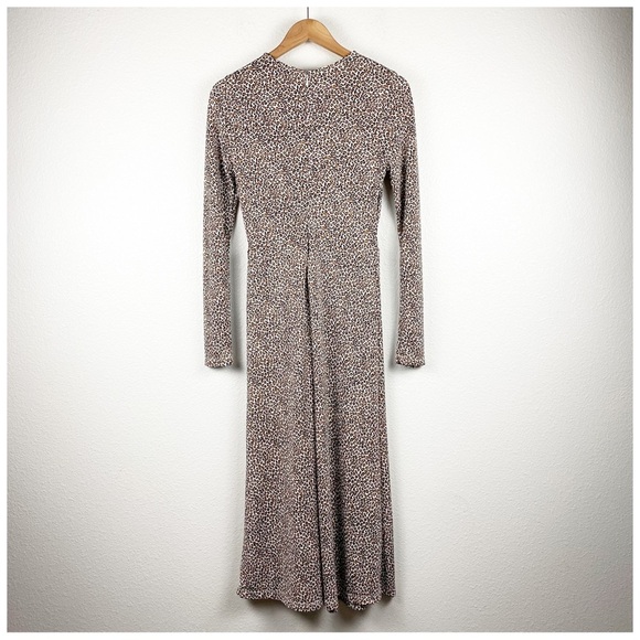 Banana Republic Fit and Flare Leopard Print Long Sleeve Midi Dress Size XS - Picture 4 of 12